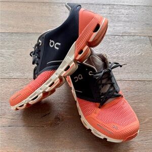 On Running Navy & Salmon Athletic Shoes with Impact Absorption